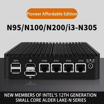 CWWK 12 Gen Firewall Router Intel i3 N305 N200 N100 Mini PC 4xi226-V 2.5 G Proxmox Uzņēmēja Fanless rūpniecisko Datoru