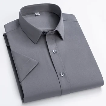 Jauns krekls vasaras plānas īsām piedurknēm krekli vīriešu slim fit oficiālu vienkāršā krekls cietā biroja topi elastīga baltas melnas drēbes